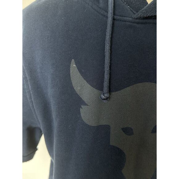 Under Armour Project Rock Small Terry Short Sleeve Hoodie Blue - Picture 4 of 7